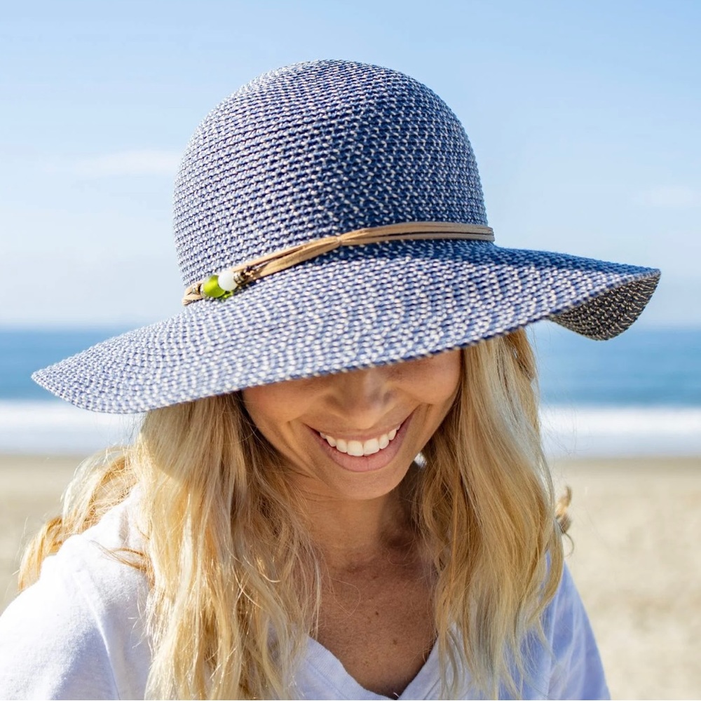 SUNDAY AFTERNOONS Women Sun Hat, Color Mixed Weave Lagoon, Adjustable Sizing